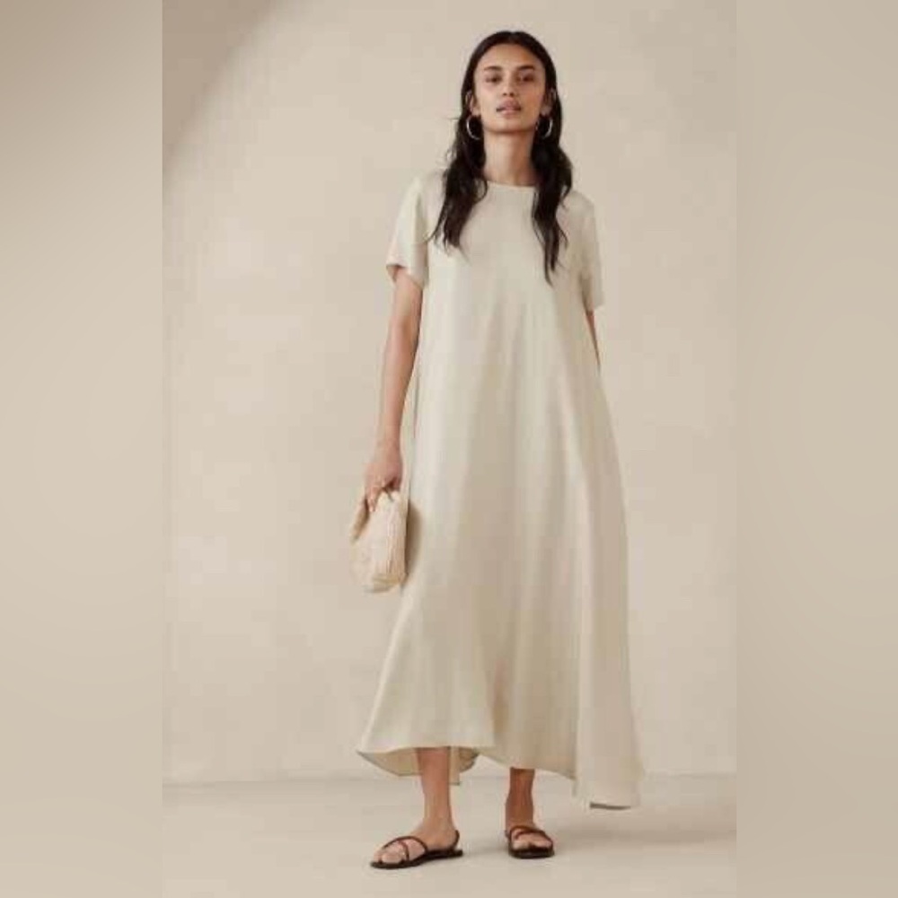 BANANA REPUBLIC AURELIA VISCOSE-HEMP MAXI DRESS